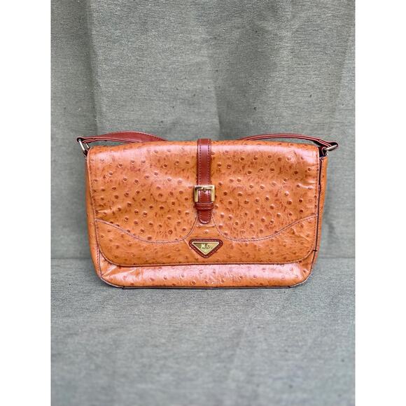 Vintage M.C. Faux Ostrich Leather Crossbody Purse - Picture 1 of 6